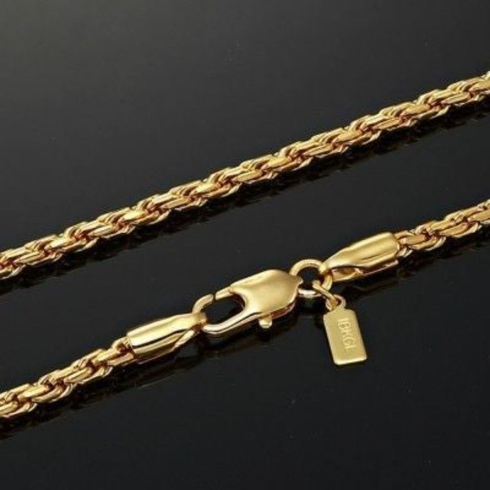18ct Heavy Yellow Gold Plated Rope Chain Necklace - USA Made-3